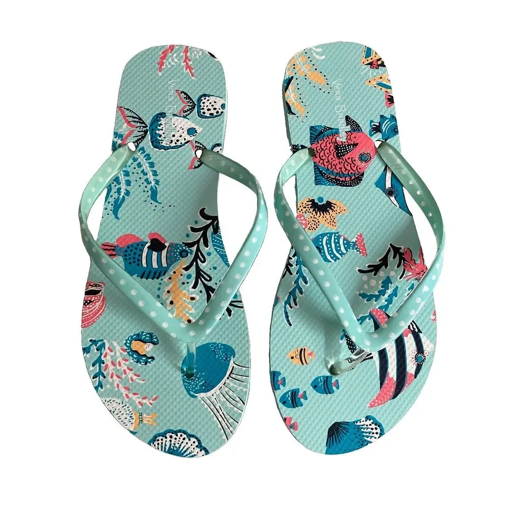 Vera Bradley Flip Flops in Antilles Treasure Size Medium 7-8 New Summer Vacation